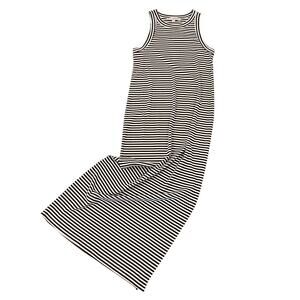 LOFT Brown & White Striped Ribbed Sleeveless Tank Dress - SIZE M